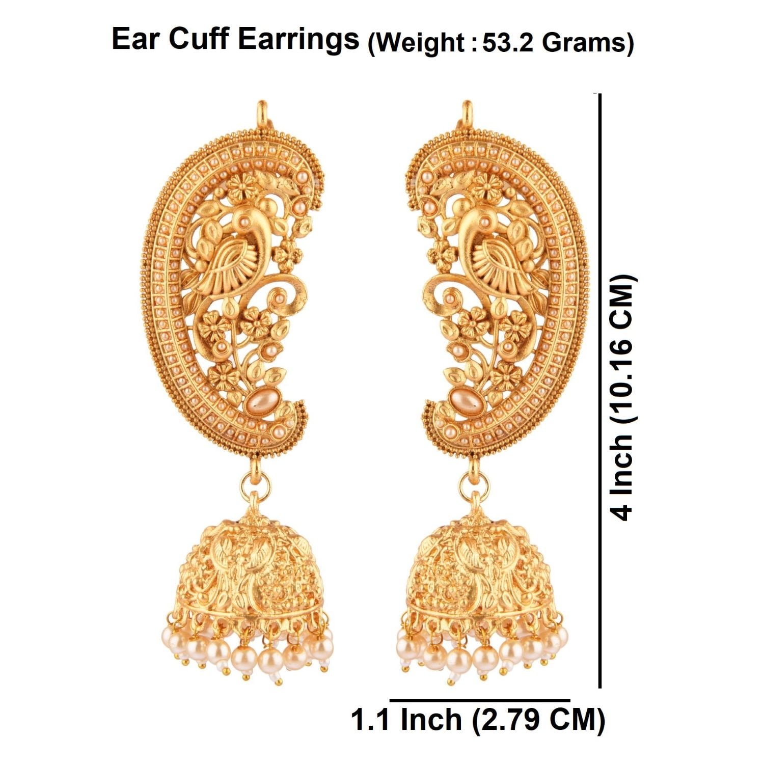 Beautiful Indian Earrings, Antique Gold Jhumka,south Indian Wedding, Bridal  Earrings, Ear Chain Jhumka Earrings - Etsy