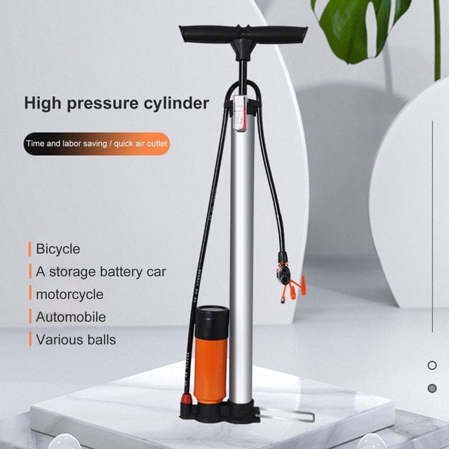 Integrated Bike Pump Sturdy Stainless Steel Tire Inflator With Visual Barometer for MTB
