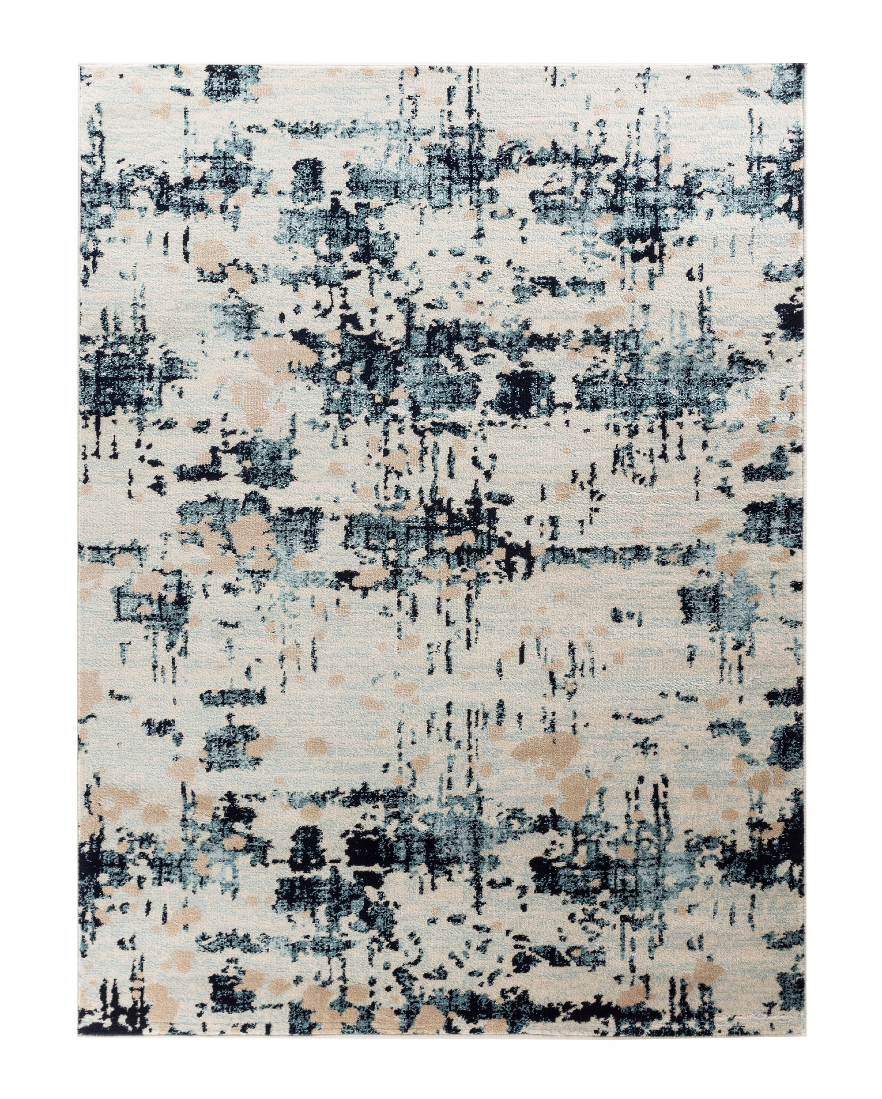 Elite Collection Rug Blue Ivory Modern Washed Design Premium Soft Area 7 4 X 10 6 Size Elite Collection Rug Blue Ivory