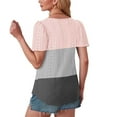 thumbnail image 4 of Summer Homenesgenics Womens Tops under $5 Women's Spring/Summer Color Blocked Round Neck Sleeve Short Sleeve Top T-Shirt Pink XXL, 4 of 8