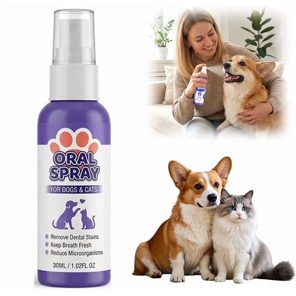 Pet Dental Tartar Remover,Oral Spray for Dogs and Cats, Pet Breath Freshener Spray Oral Care Cleaner, Dog Dental Spray Reduces Plaque & Tartar