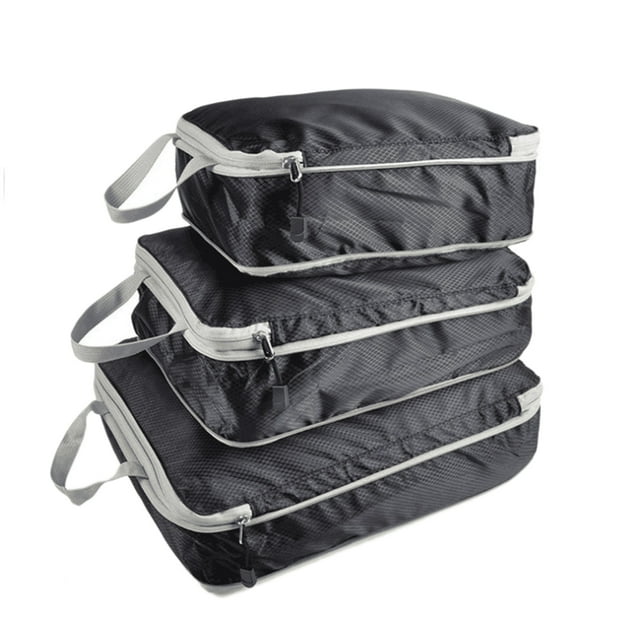 Injueey Paquete de 3 bolsas impermeables para almacenamiento de equipaje de viaje, organizador de cosméticos de gran capacidad, accesorio para Almacenamiento y organización del hogar Negro