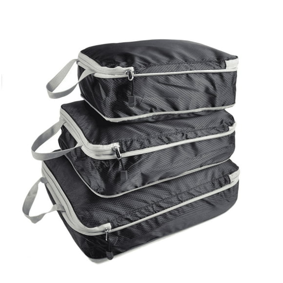 Inteprter Paquete de 3 bolsas impermeables para almacenamiento de equipaje de viaje, organizador de cosméticos de gran capacidad, accesorio para Almacenamiento y organización del hogar Negro