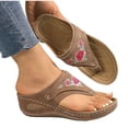 thumbnail image 4 of BADHUB Women Orthopedic Sandals Dressy Low Wedge Flip Flops with Arch Support Open Toe Slip On Thong Slides Sandals Casual Beach Shoes Brown 41, 4 of 6
