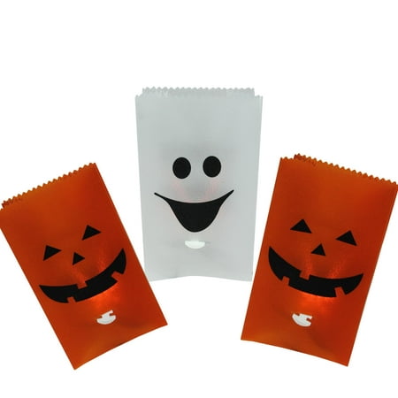 Set of 3 Flickering Light Pumpkin and Ghost Halloween Luminary Pathway Markers