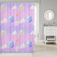 thumbnail image 2 of Manfei Kawaii Ringed Planets Shower Curtain 72Wx72L,Cute Clouds Bathroom Curtain,Pink Purple, 2 of 5
