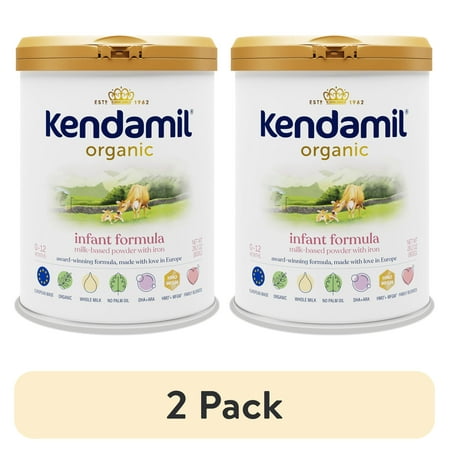 (2 pack) Kendamil Organic Whole Milk Infant Formula Powder, European with HMOs, Prebiotics, No Palm Oil or added Soy, with DHA, Can, 28.2oz