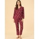 thumbnail image 3 of Conjuntos de pijama para mujer Ropa de dormir de manga larga Traje de noche suave para mujer Conjuntos de salón Pj rojo M, 3 of 6