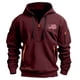 thumbnail image 5 of Sudadera con capucha para hombre, con estampado de bolsillo, media cremallera, cordón ajustable, informal, deportiva, de manga larga, blusa de poliéster, 5 of 5