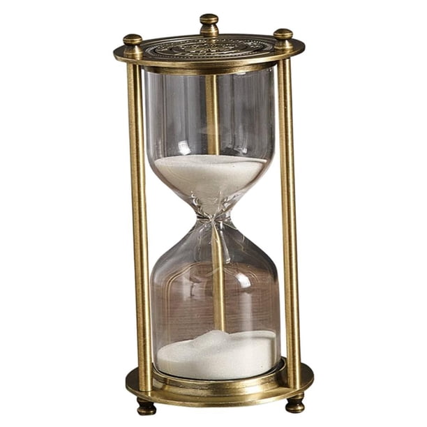Temporizador para cepillo de dientes, reloj de arena, reloj de té (sin arena), hecho de metal y vidrio, Bronce