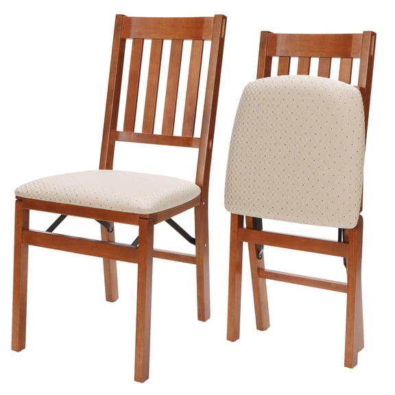 Open Box Stakmore Arts and Craft Harwood Folding Chair with Blush Upholstery - Fruitwood (2-Pack)