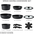 thumbnail image 4 of Country Kitchen Pots and Pans Set 13-Piece, Nonstick Cookware Set with Removable Handles, Speckled Black, 4 of 9