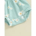 thumbnail image 6 of Newborn Baby Girl Summer Outfits Ribbed Knit Floral Short Sleeve Romper Bodysuit with Bow Headband Set 3 6 9 12 18 Months Cute Clothes, 6 of 7