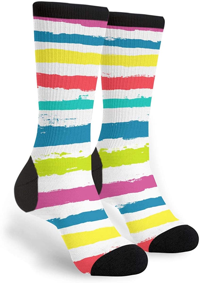 Chaussettes Unisexes en Coton Décontracté - Chaussettes à Rayures Colorées Noir et Blanc