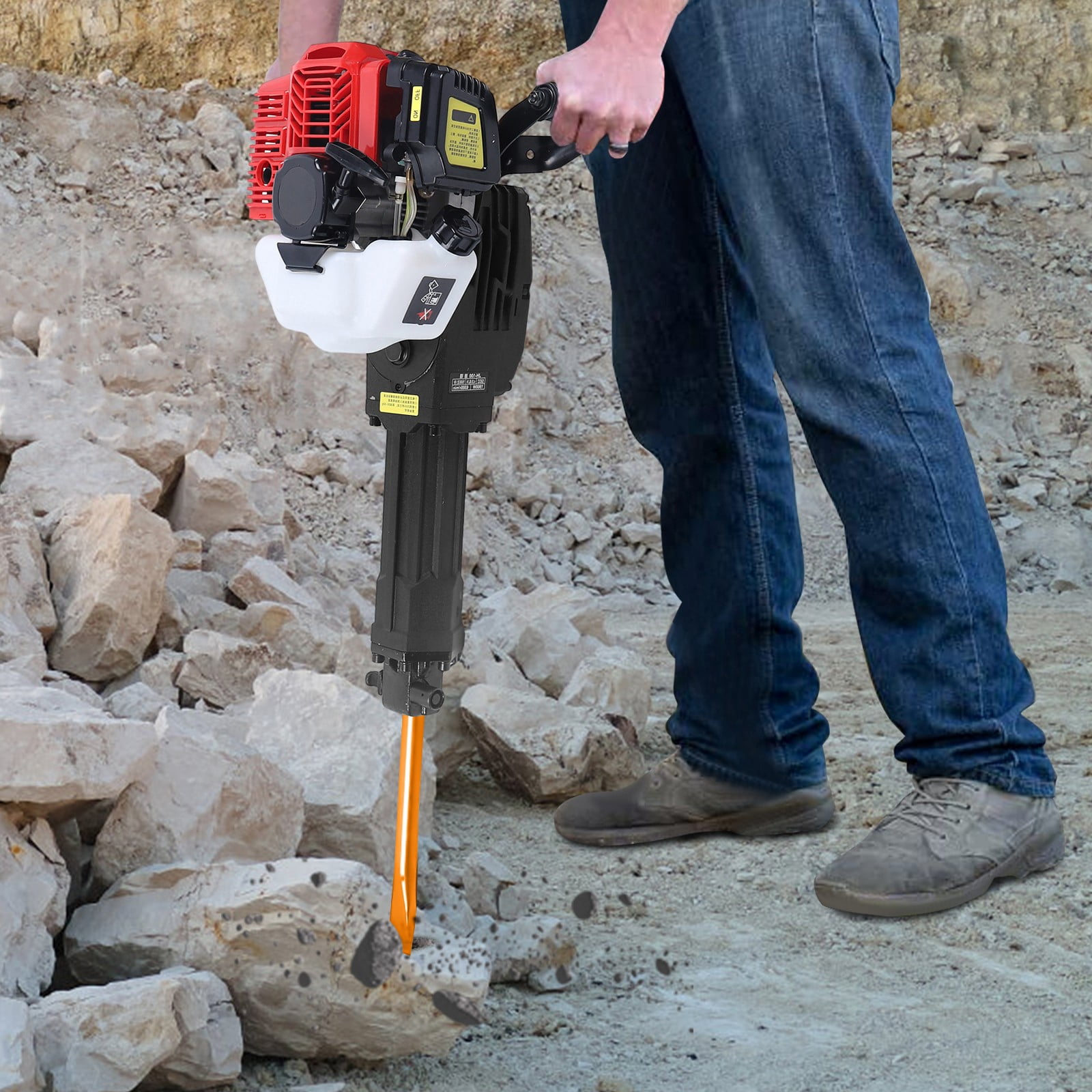 52CC Gas Powered Hand Pull Start Demolition Jack Hammer Hammer Demolition Concrete Breaker Punch Drill