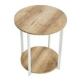 thumbnail image 5 of Household Essentials Jamestown Round Side End Table with Storage Shelf Coastal Oak Rustic Wood Grain and White Metal, 5 of 8