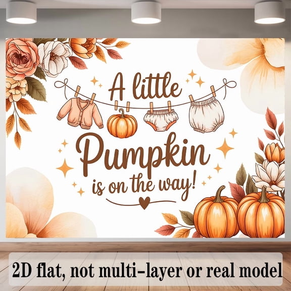 Fall Baby Shower Backdrop A Little Pumpkin is on the Way Background Autumn Floral Pumpkin Baby Shower Party Decorations Banner Supplies Photo Booth Props