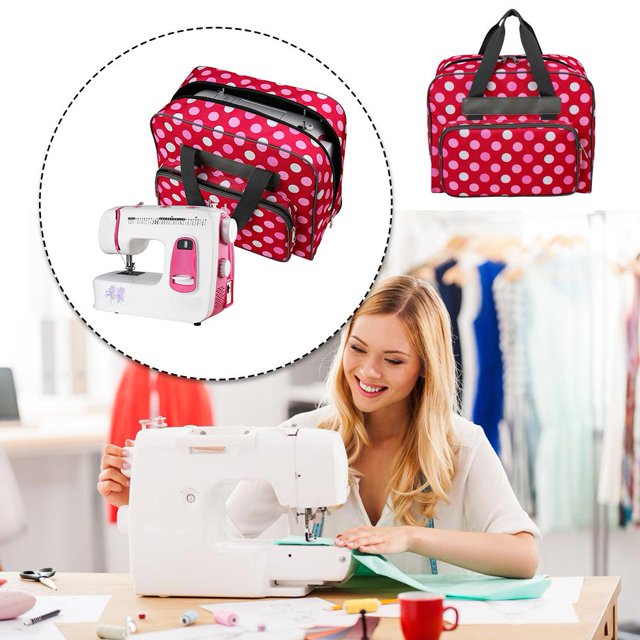 Bolso De Máquina De Coser Bolsa para máquina de coser, kits de ganchillo, estuche de viaje con estampado (rojo) Wdftyju Libre de BPA