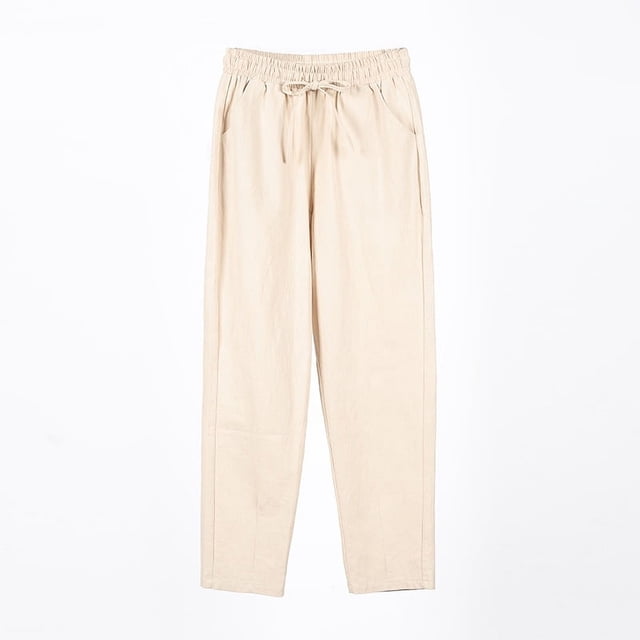 Pantalones casuales de mujer, pantalones holgados de nueve pulgadas, pantalones de mujer de estilo delgado, pantalones de pierna pequeña