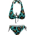thumbnail image 5 of SKQIT Women Sexy Bikini Set Halter Side Tie Two Piece Leopard Print Swimsuit Triangle Bathing Suits, 5 of 7