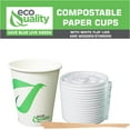 thumbnail image 4 of 12 oz Compostable Paper Cups with White Flat Lids and Wooden Stirrers - Biodegradable Disposable White Paper Coffee Cups PLA Lined - Eco-friendly Hot and Cold Drinking Cups (150), 4 of 4