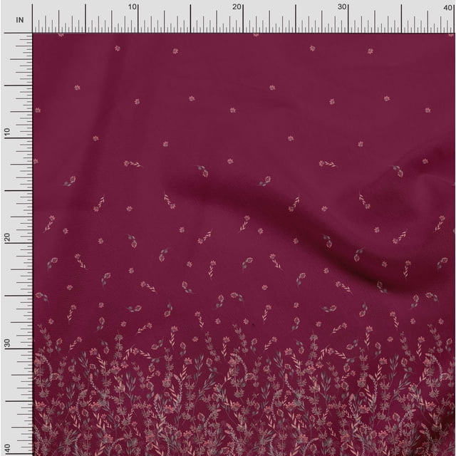 Soimoi Modal Satin Fabric Leaves & Berries Panel Printed Fabric 1 Yard 42 Inch Wide