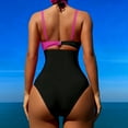 thumbnail image 2 of SDNall One-Piece Swimsuit for Women with Halter Neck and Adjustable Ties, Solid Color Conservative Bathing Suit for Pool and Beach, 2 of 5