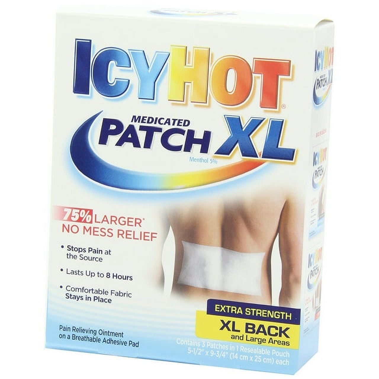 Icy Hot Extra Strength Medicated Patch Xl, Extra Large For Back And Large Areas - 3 Ea, 6 Pack