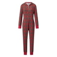 thumbnail image 2 of Family Matching Christmas Pajamas Plaid Hooded Long Sleeve Jumpsuit One Piece Sleepwear with Dog, 2 of 10