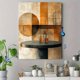 thumbnail image 4 of Qisvanset 12x16 Inch Tan Polygon Abstract Canvas Wall Art, Mid Century Geometric Boho Modern Decor, 4 of 5