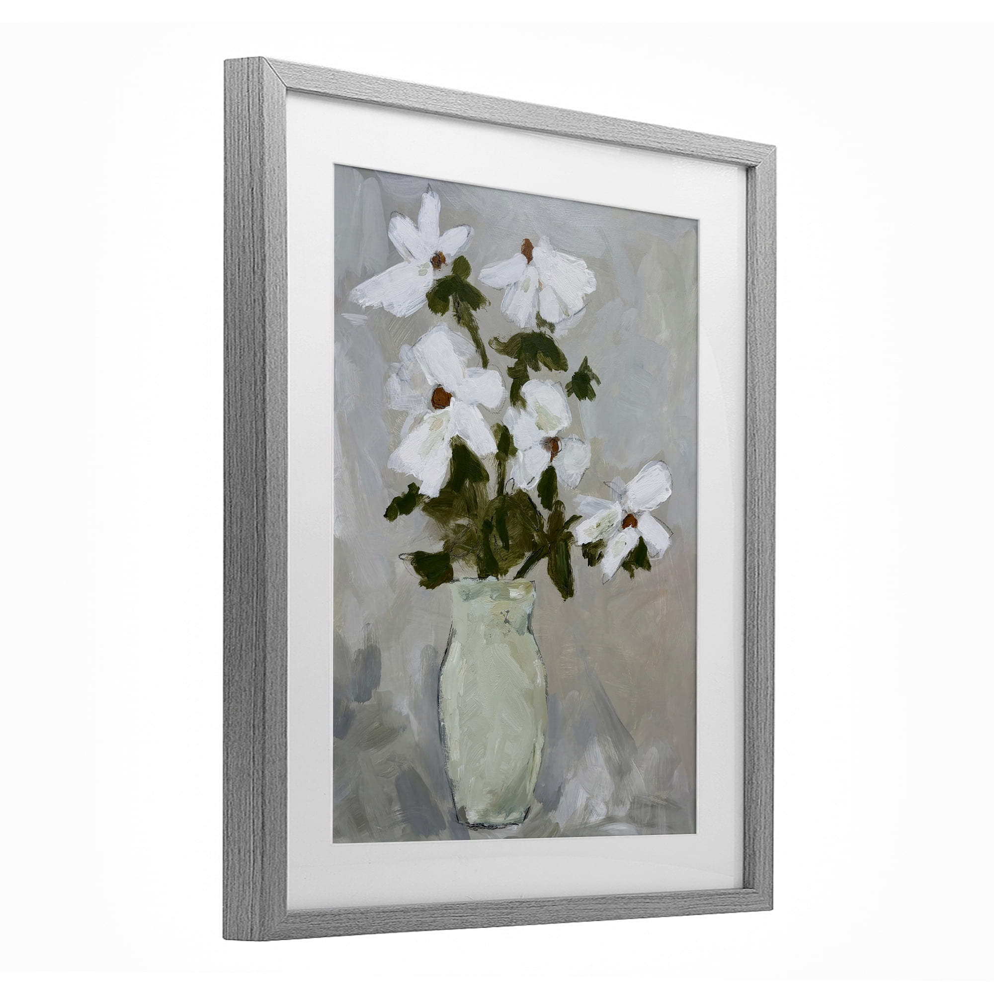 Stupell Industries Cosmos Flowers Serene Rustic Vase Gray Framed Print Under Glass, design by Chloe Elliot