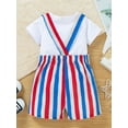 thumbnail image 4 of Arvbitana 2Pcs Baby Boy Girl 4th of July Outfit 3 6 9 12 18 Months Short Sleeve Letter Print Romper Striped Suspender Shorts 2Pcs Clothes Independence Day Set, 4 of 9