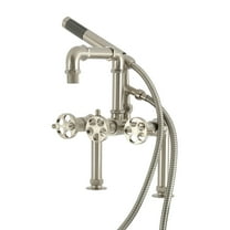 Kingston Brass AE6408RKX Webb 7" Center Deck-Mount Clawfoot Tub Faucet with Knurled Handle and Hand Shower, Brushed Nickel