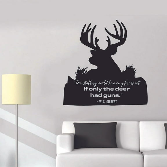 If Only The Deer Had Guns Quote Hunting Hunter Huntsman Hunt Forest Animal Quotes Wall Decal Sticker Vinyl Art Mural for Girls / Boys Home Room Walls Bedroom House Decor Decoration (10x10 inch)