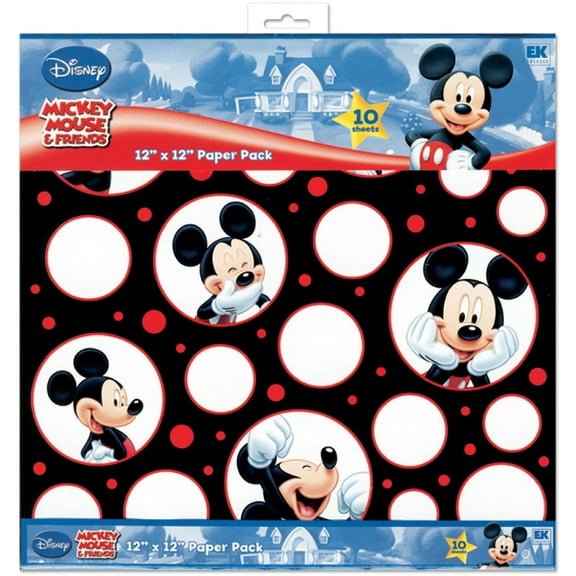 Ek Success Disney Mickey Black/White/Red Paper Pack 12x12 10 Sheets (DBMPP)