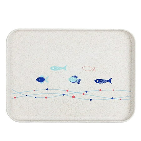 

1pc Durable Wheat Straw Household Living Room Tea Set Teacup Tray Rectangular Japanese Plastic Fruit Dessert Tray (Beige Blue)
