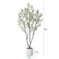 thumbnail image 2 of 6ft Fake Plastic Olive Tree with Oval White Planter, Pre Potted Faux Greenry Plant for Home Decor Office House Living Room Indoor Outdoor, Big Fake Plants Fake House Plants, 2 of 8