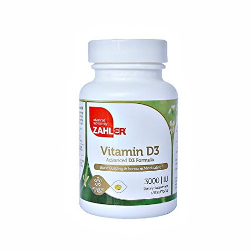 Zahler Vitamin D3 3000IU, All-Natural Supplement Supporting Bone Muscle Teeth and Immune System , Advanced Formula Targeting Vitamin D Deficiencies, Certified Kosher, 120 Softgels