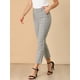 thumbnail image 4 of Pantalones de tobillo de trabajo de oficina trasera elásticos de cintura alta a cuadros de mujer Marrón claro XL, 4 of 6