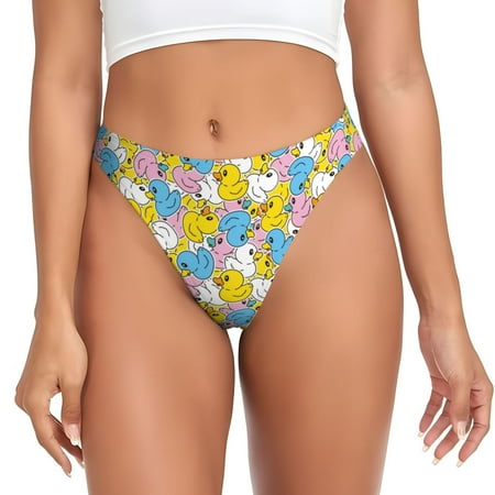 Qokaie Colorful Rubber Duck 1 Printed Women s Cotton Thong Underwear  Sexy Breathable Panties G-string-3X-Large