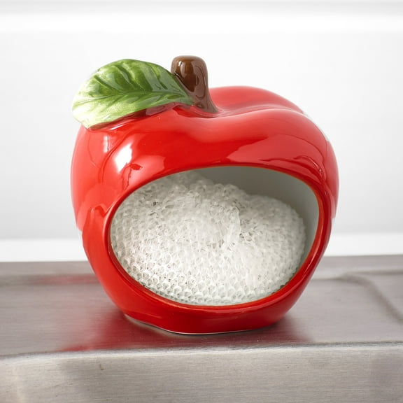 Home Essentials Kitchen Sponge Holder with Scrub Pad - 2 Pieces - Apple