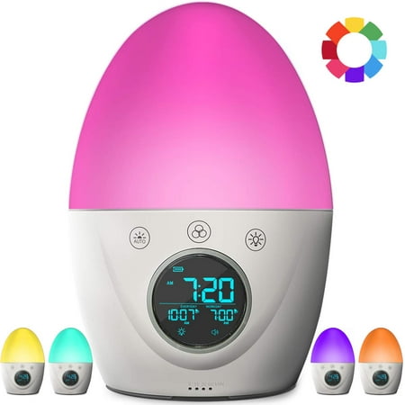 “Happyline”Kids Alarm Clock, Children's Sleep Trainer, Color Changing Wake Up Light,Night Light,Sleep (Best Sleep Trainer Clock)