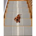 thumbnail image 2 of White Striped Stair Treads Non Slip for Steps Simple Brown Linen Texture Vintage 10 Pcs Reusable Adhesive Stair Runner Mats for Dogs Elders Carpet Treads Rugs for Staircase 8x30 In, 2 of 7
