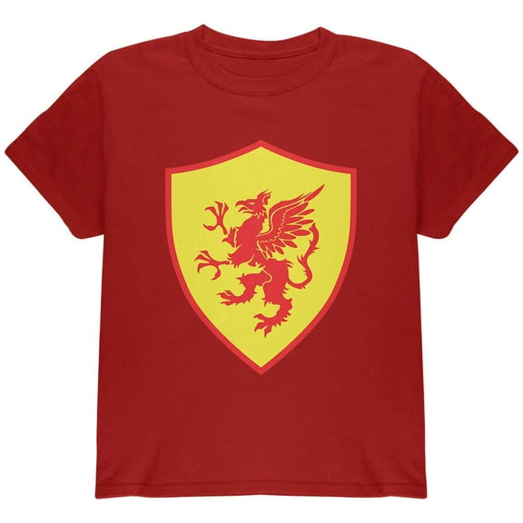 Halloween Knight Shield Costume Griffin Youth T Shirt Cardinal Red YLG