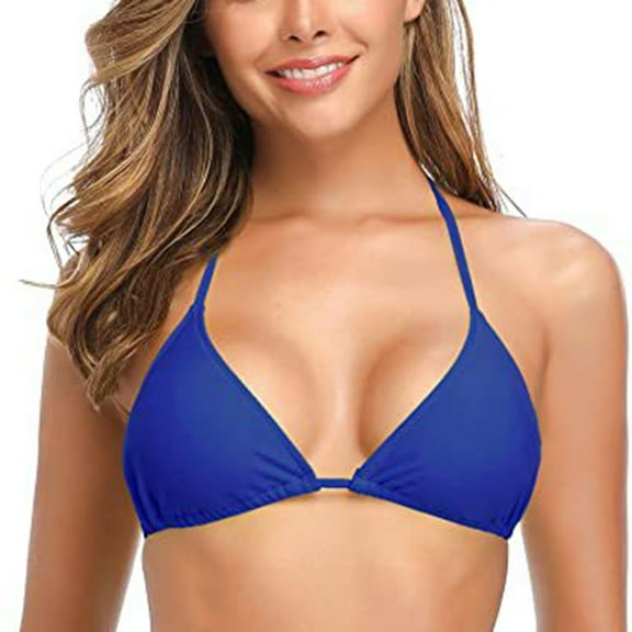 ELFINDEA Swimsuit Women Summer Bikini Push Up Padded V-Neck Solid Color Basic Bandage Top