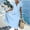 c01Blue, variant on Women's Casual Wrap Flared Midi Dress A-Line Swing V-Neck Short Sleeve Dress Wedding Guest Cocktail Shirt Dresses Green XL