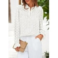 thumbnail image 5 of PRETTYGARDEN Lace Long Sleeve Tops for Women Eyelet Blouses Dressy Casual Hollow Out Button Down Shirts Spring Fashion, 5 of 7