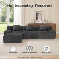 thumbnail image 6 of 120" Boneless Sectional with Ottoman, 3-Seater Chenille Frameless Couch with Deep seat, Modern L-Shaped Modular Sofa for Living Room, No Assembly Required, Gray, 6 of 11