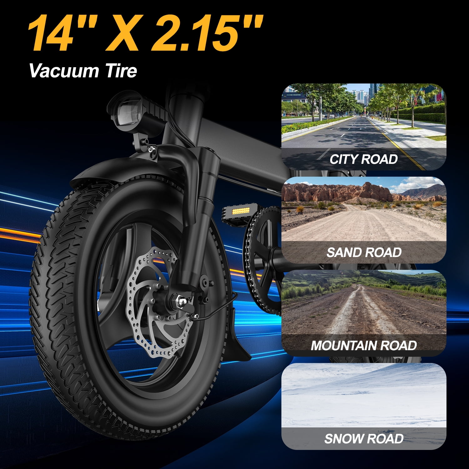 Folding Electric Bike, 500W 19 mph Adult Folding Compact Electric Bike, Fat Tire Electric Bike, Portable Electric EBike With Pedals With 48V 10AH Battery, Suitable For Mountain, Beach UL2849