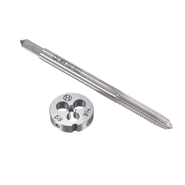 Juego de machos y matrices métricos Uxcell M4 x 0.7mm con macho de roscar y matriz redonda